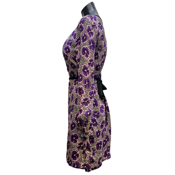 Milly Floral Print Dress Purple & Black Size 0 - Picture 4 of 5